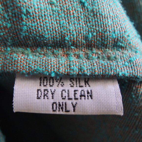 Tarsian & Blinkley Green 100% Raw Silk Beaded Afghan Top S - Picture 11 of 11